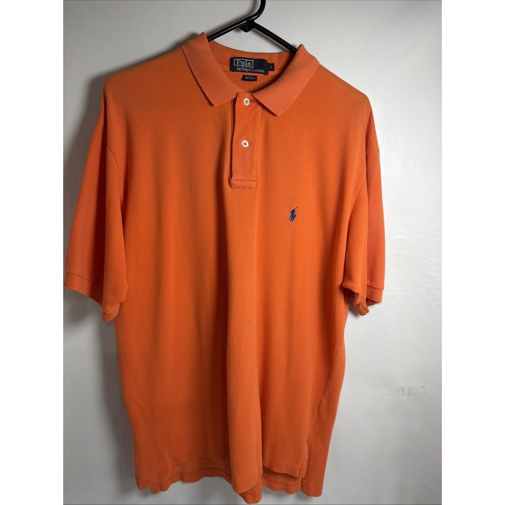 Polo by Ralph Lauren Polo Shirt Size Large Orange with Blue Pony Logo SS Golf - Picture 2 of 6